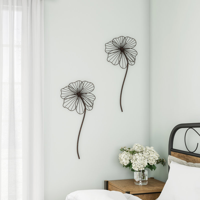 Gracie Oaks Stemmed Flower Metal Wall Décor & Reviews Wayfair
